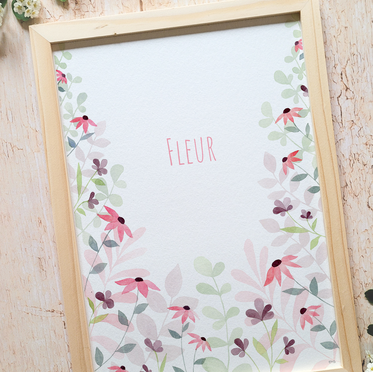 Affiche personnalisable enfant · Aquarelle "Les fleurs de Flo"