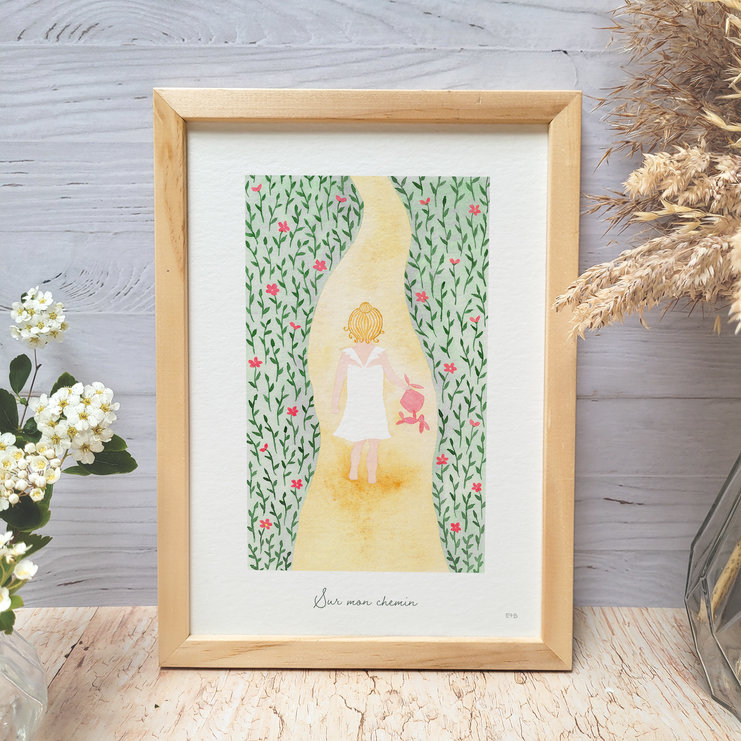Affiche aquarelle · "Sur mon chemin"