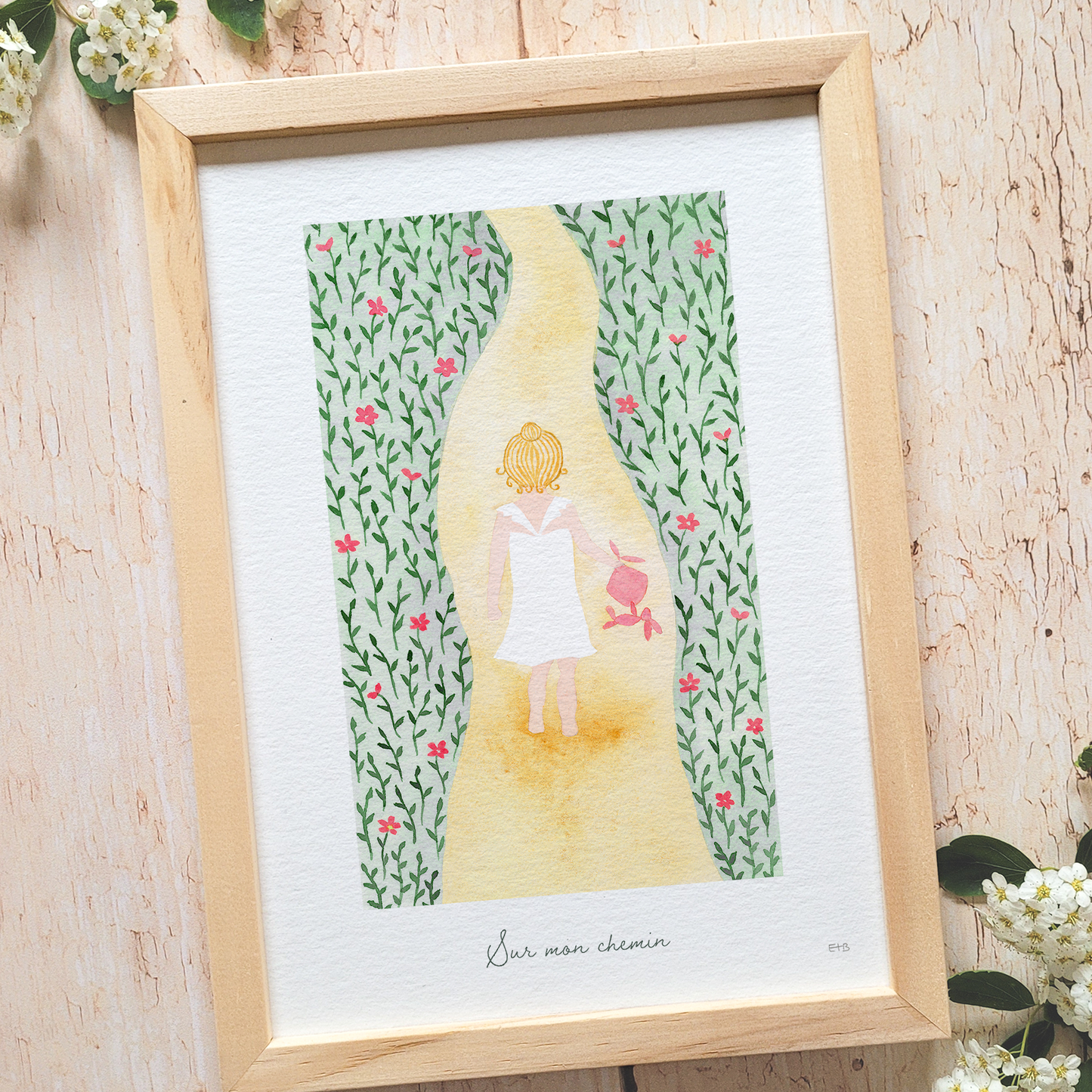 Affiche aquarelle · "Sur mon chemin"