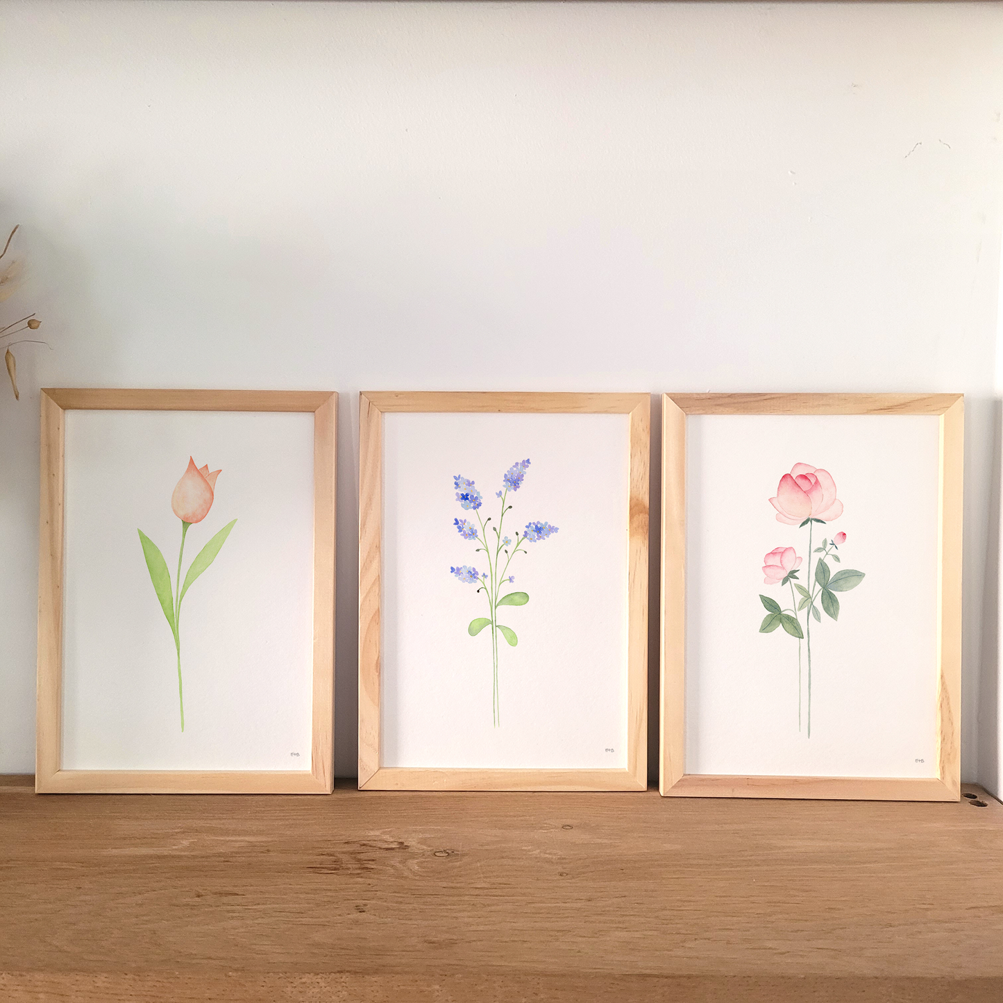 Affiche florale aquarelle · "Le myosotis" · Texte personnalisable
