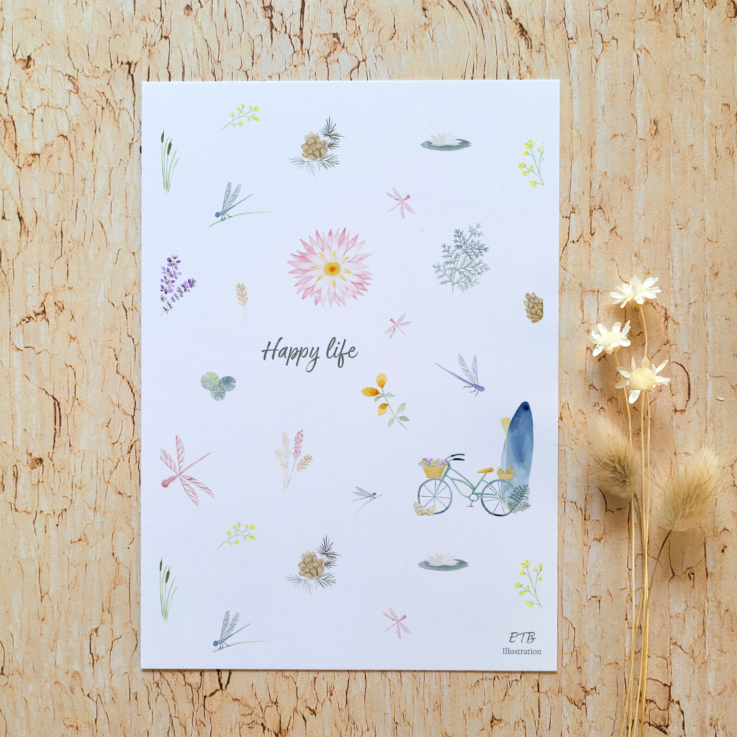 Carte de vœux · "Au bord du lac" · Happy life