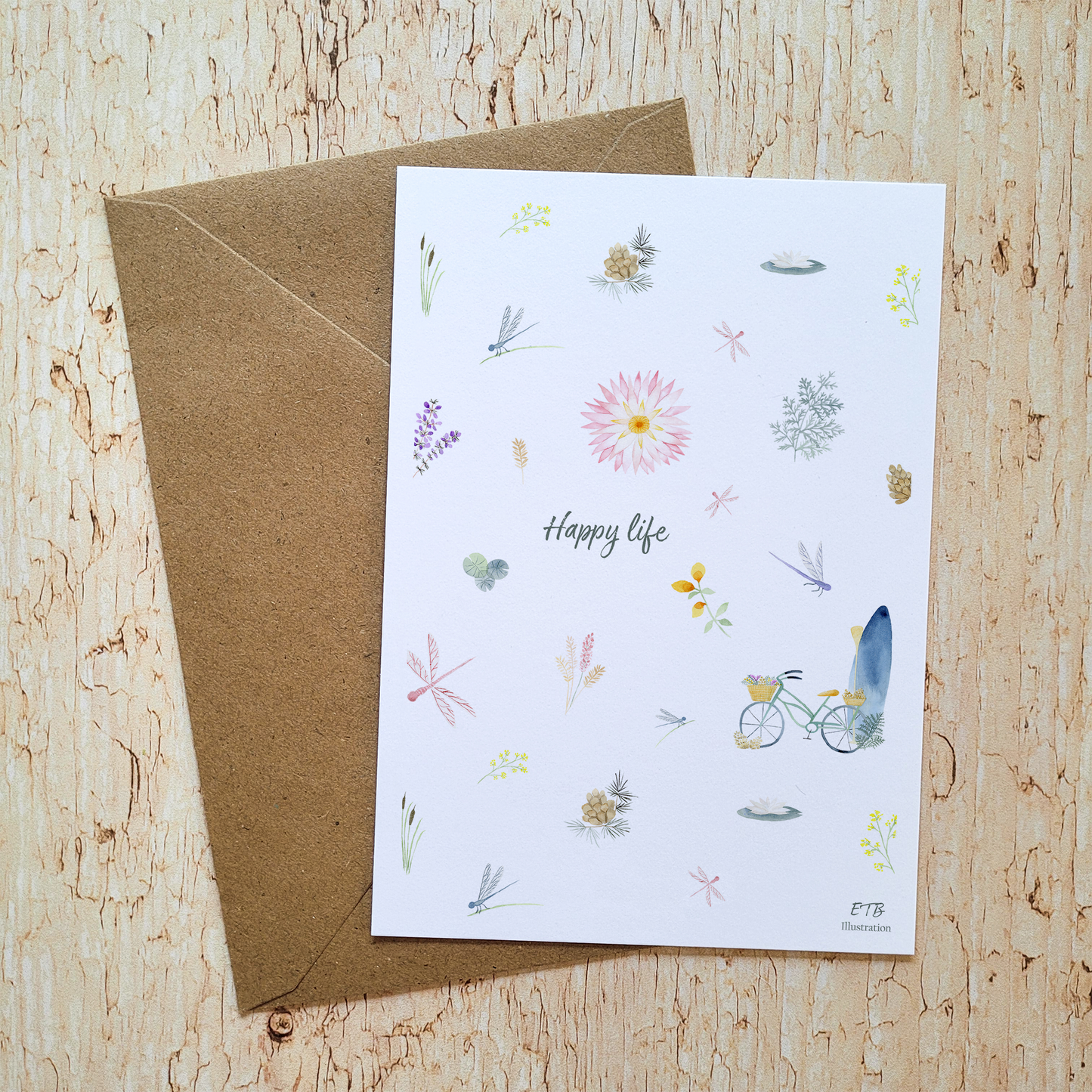 Carte de vœux · "Au bord du lac" · Happy life