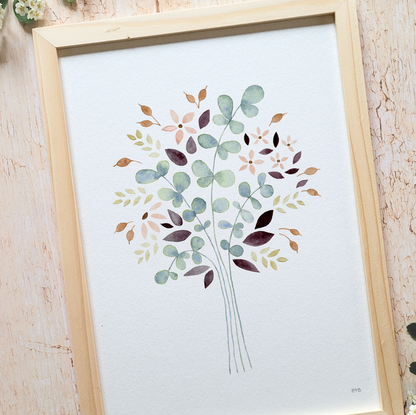 Affiche florale aquarelle · "Bouquet givré" · Texte personnalisable