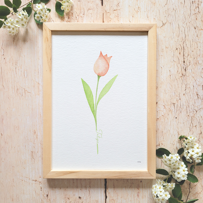 Affiche florale aquarelle · "La tulipe" · Texte personnalisable
