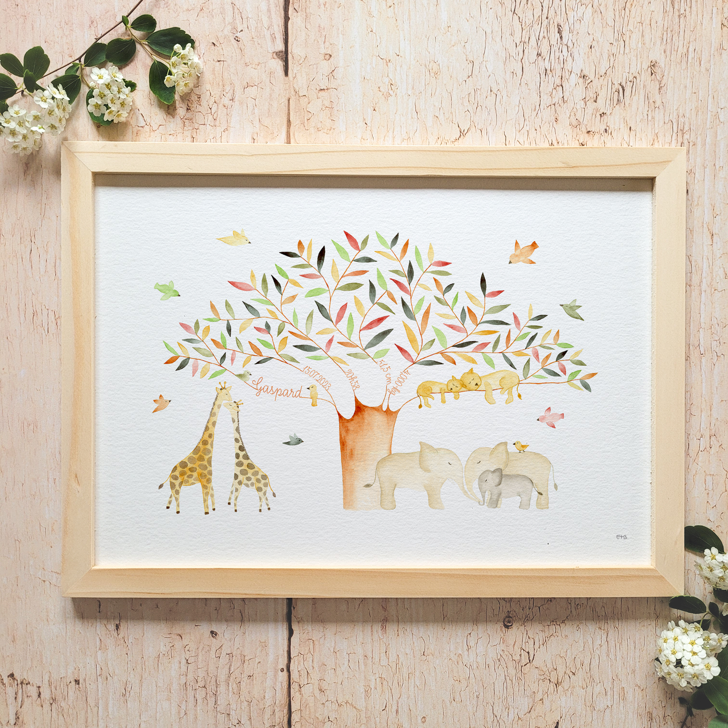 Affiche personnalisable enfant · Aquarelle "Dans la savane"