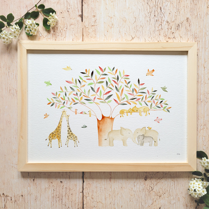 Affiche personnalisable enfant · Aquarelle "Dans la savane"