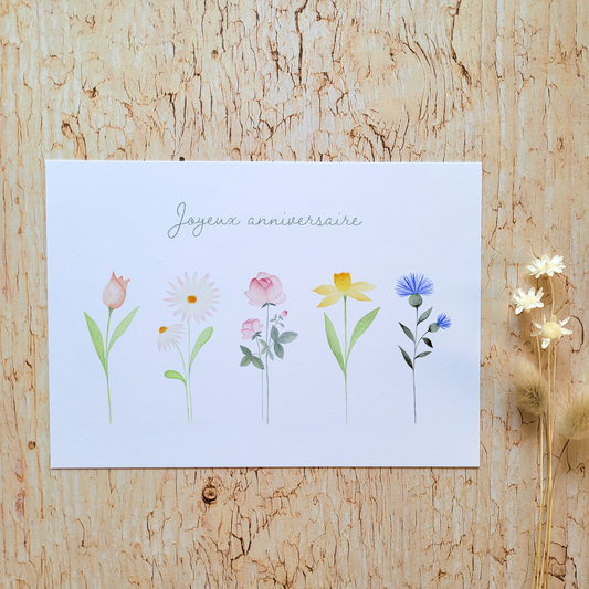 Carte de vœux · "Dans mon jardin" · Joyeux anniversaire