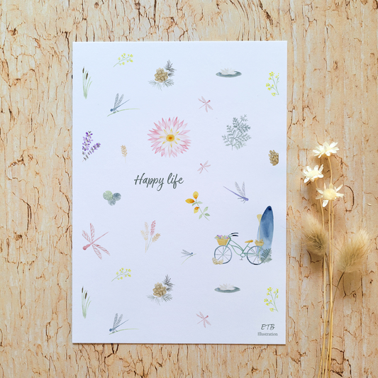 Carte de vœux · "Au bord du lac" · Happy life