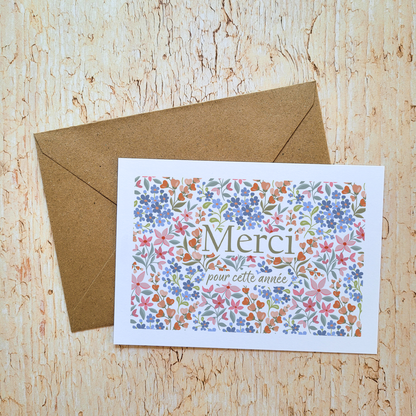 Cadeau fin d'année · Bloc-notes + carte + marque-page "Eclat de fleurs"