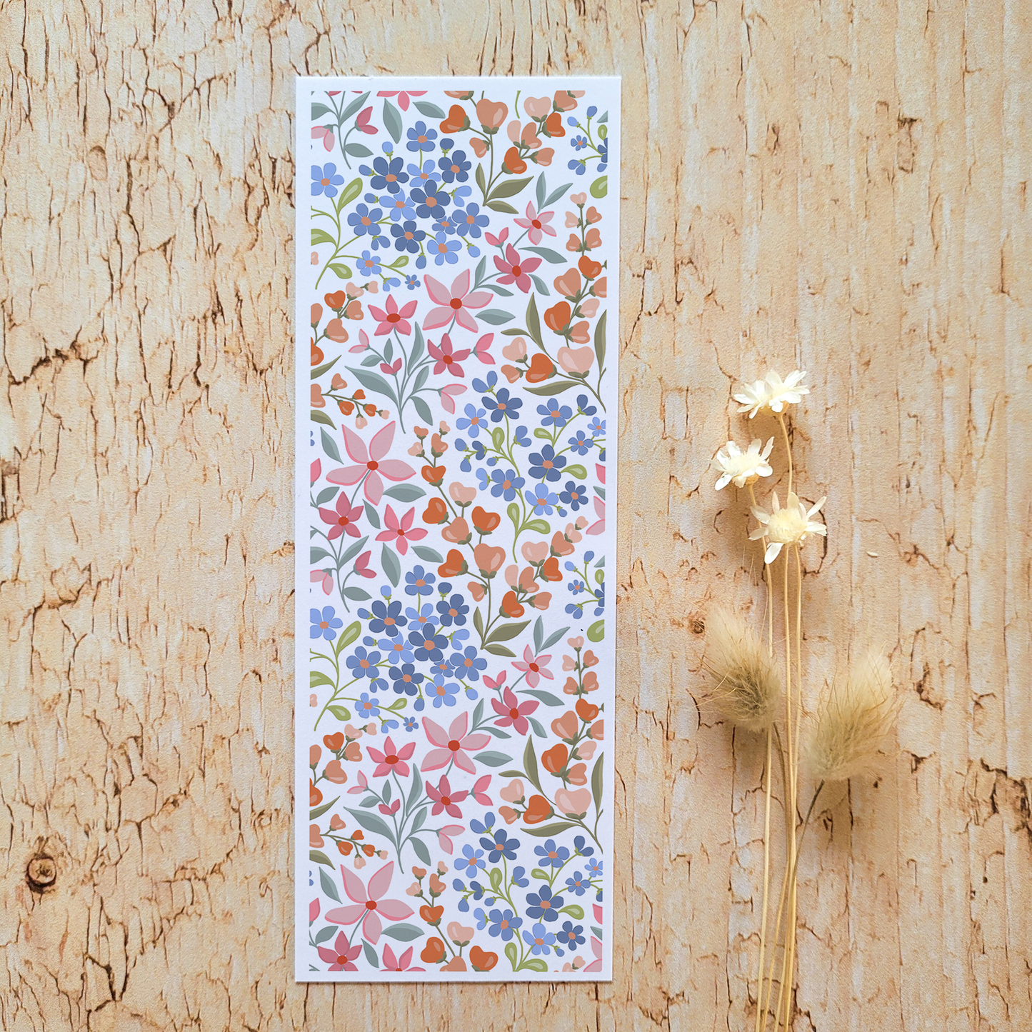 Cadeau fin d'année · Bloc-notes + carte + marque-page "Eclat de fleurs"