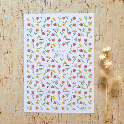Carte de vœux · "Tulipe" · Petit mot fleuri
