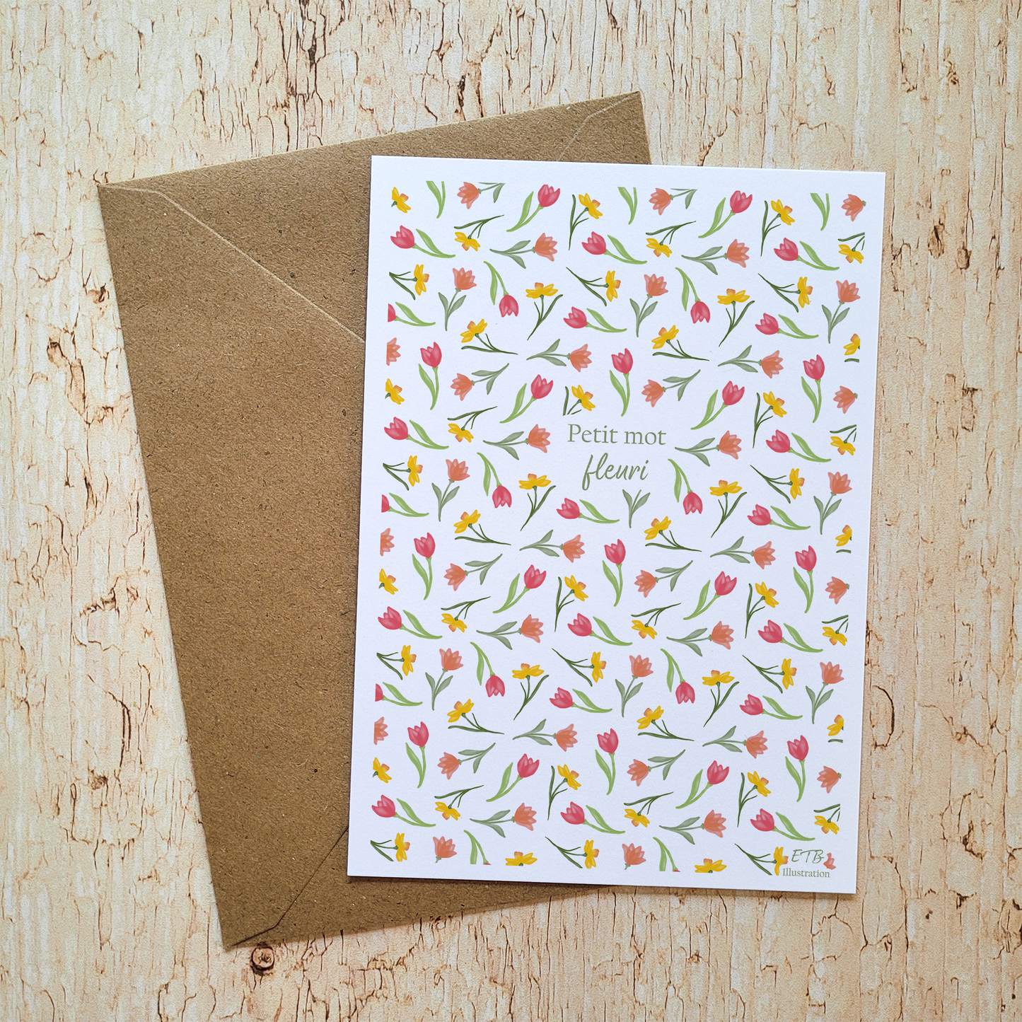 Carte de vœux · "Tulipe" · Petit mot fleuri