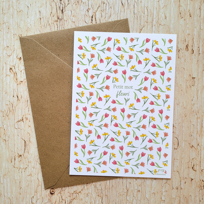 Carte de vœux · "Tulipe" · Petit mot fleuri
