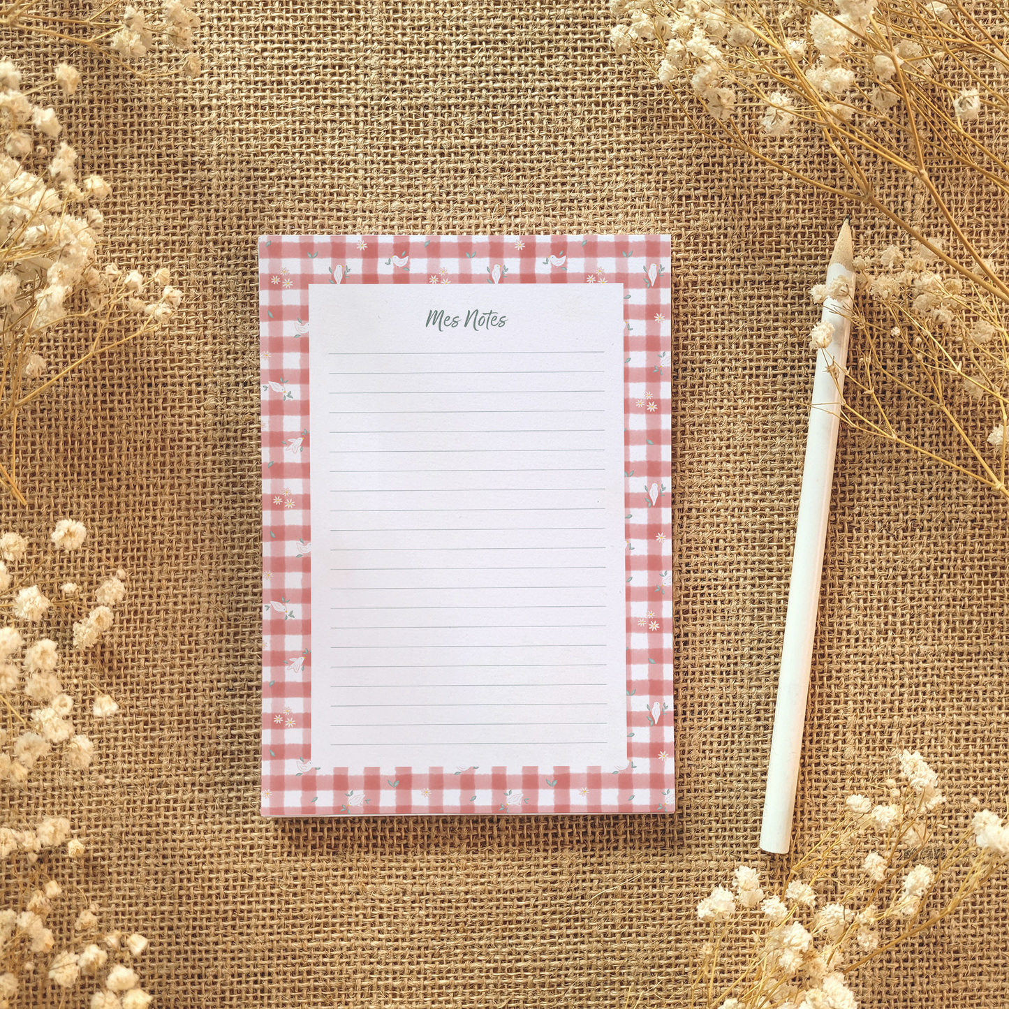 Bloc-notes A6 "Vichy fleuri"