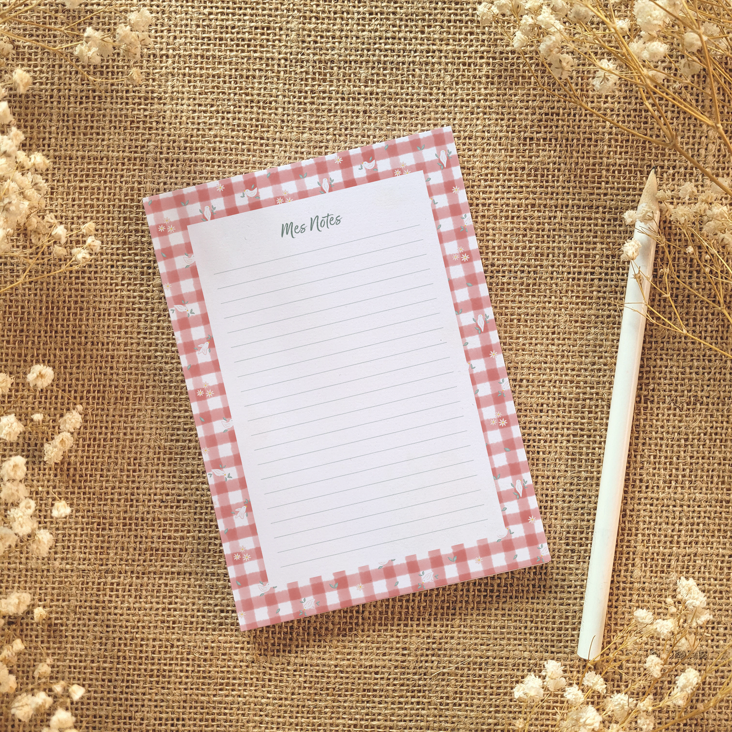 Bloc-notes A6 "Vichy fleuri"